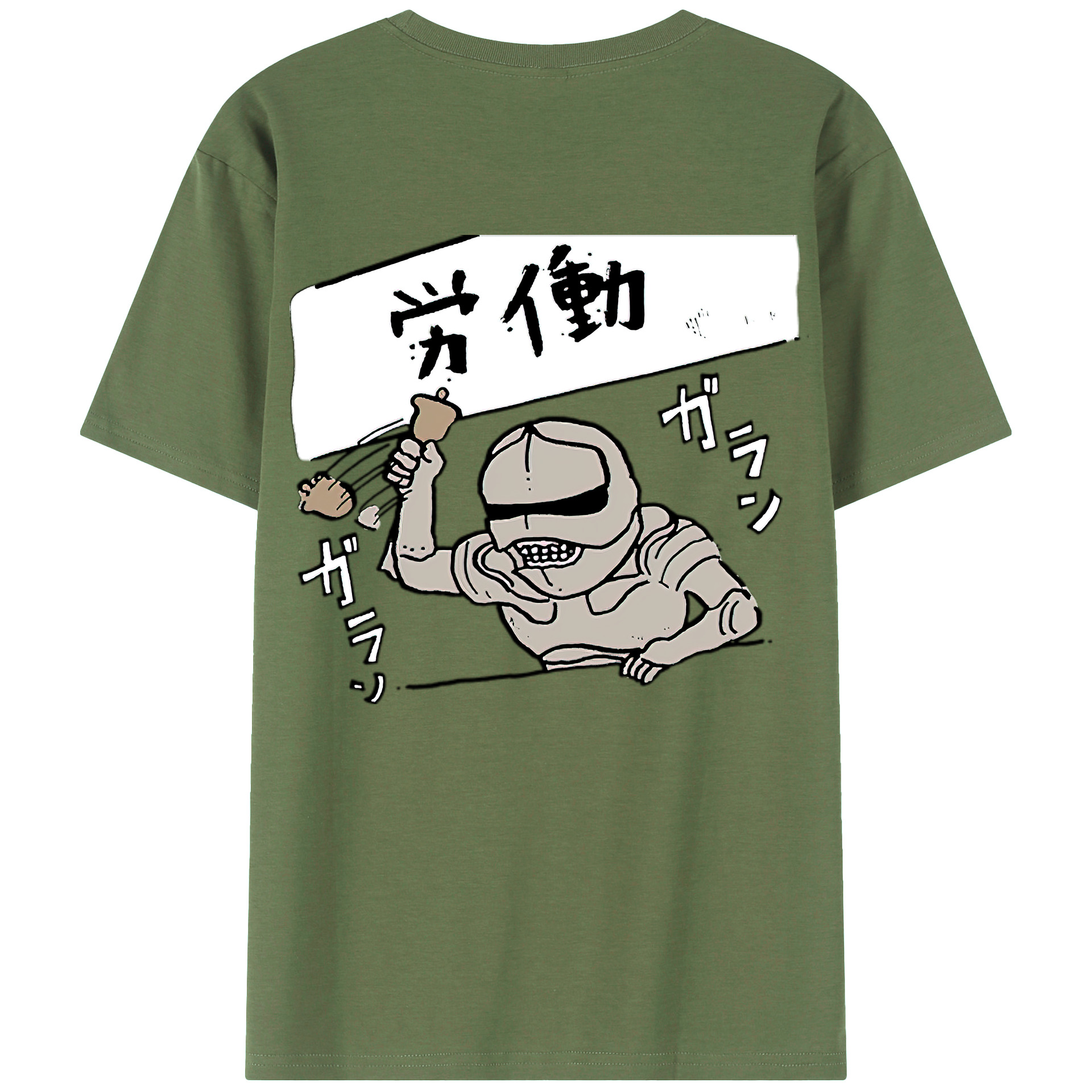 （画像用） ちいかわ 労働の鎧さん Chii-kawa Mr. Armor of Labor 綿100％ メンズ半袖Tシャツ（バックプリント） 通気性